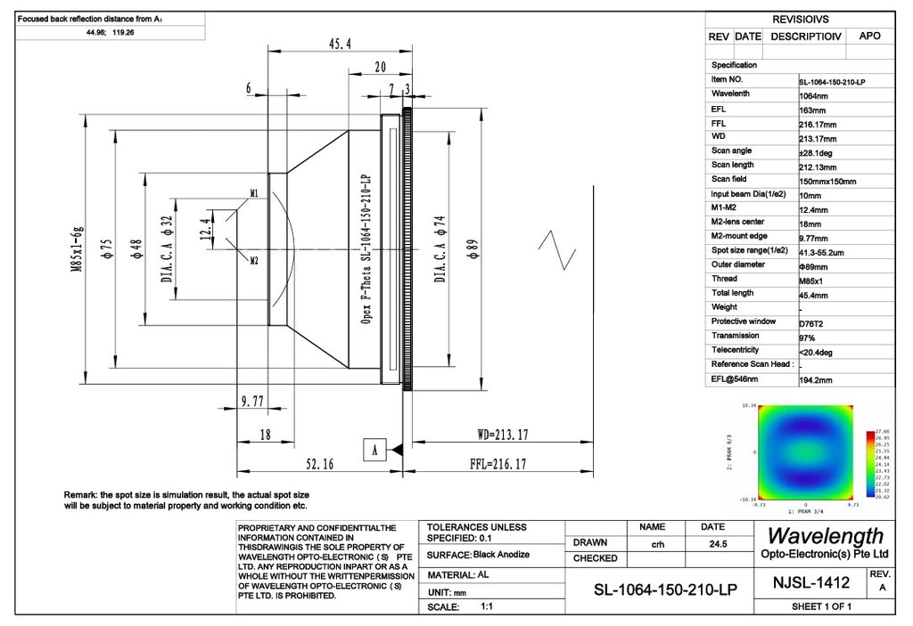Wavelength Optoelectronic YAG Field Mirror Laser Scanning Lens Custom Marking Welding Lens