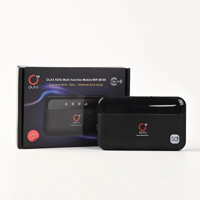 OLAX M100 10000mAh Wireless Power Bank & Mobile Wifi Router LED Display USB-C Cable Dual Band Router for Outdoor Phone