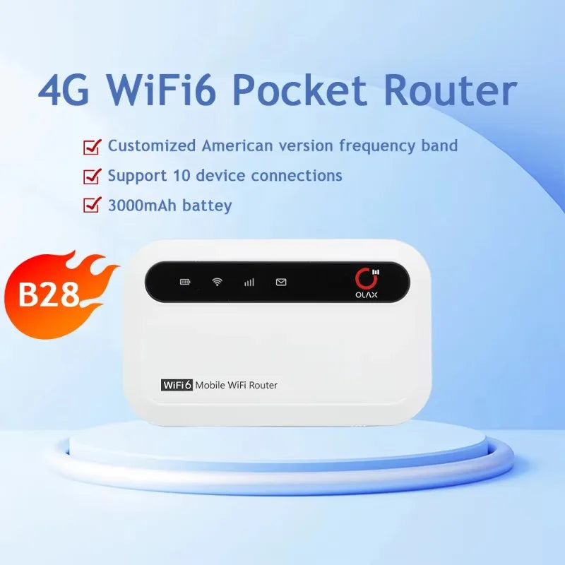 OLAX MF985 Fast Speed Unlocked Pocket WIFI  Esim Sim Card 3000mah Wireless Wifi6 4g Lte Portable Wifi 4g Router