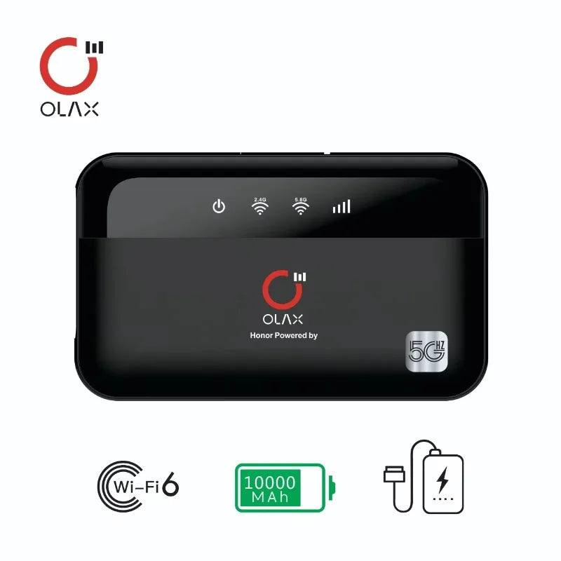 OLAX M100 10000mAh Wireless Power Bank & Mobile Wifi Router LED Display USB-C Cable Dual Band Router for Outdoor Phone