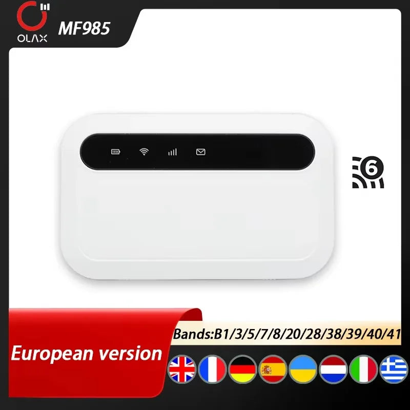 OLAX MF985 Fast Speed Unlocked Pocket WIFI  Esim Sim Card 3000mah Wireless Wifi6 4g Lte Portable Wifi 4g Router