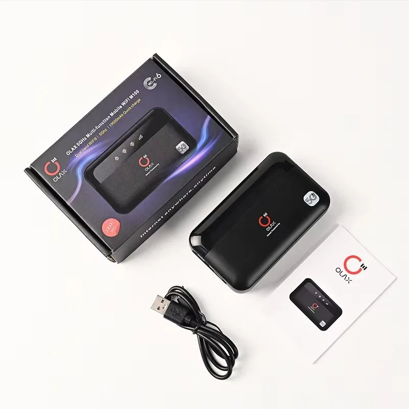 OLAX M100 10000mAh Wireless Power Bank & Mobile Wifi Router LED Display USB-C Cable Dual Band Router for Outdoor Phone