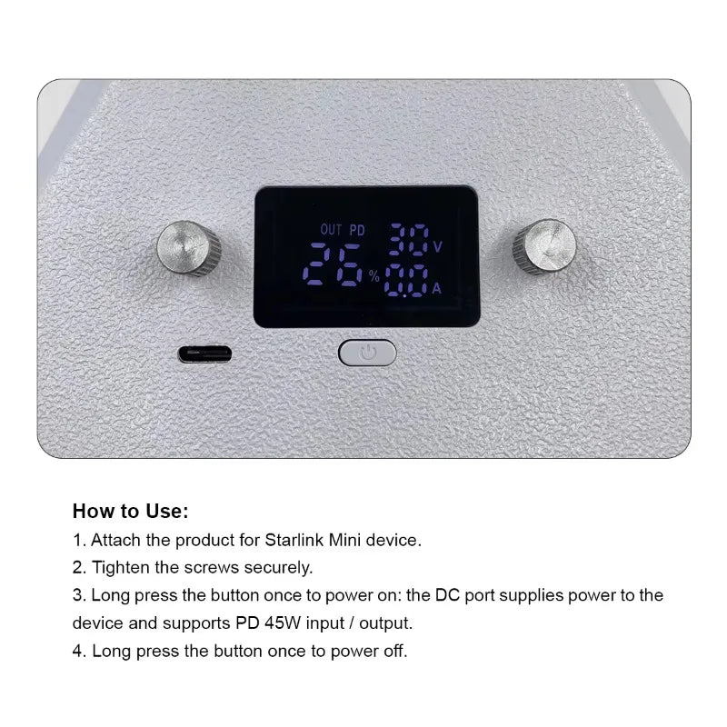 Starlink Mini Dedicated Portable Power Pack, 60W 30V Output, 127.75Wh 21700 Cell, 45W PD Fast Charging Power Bank